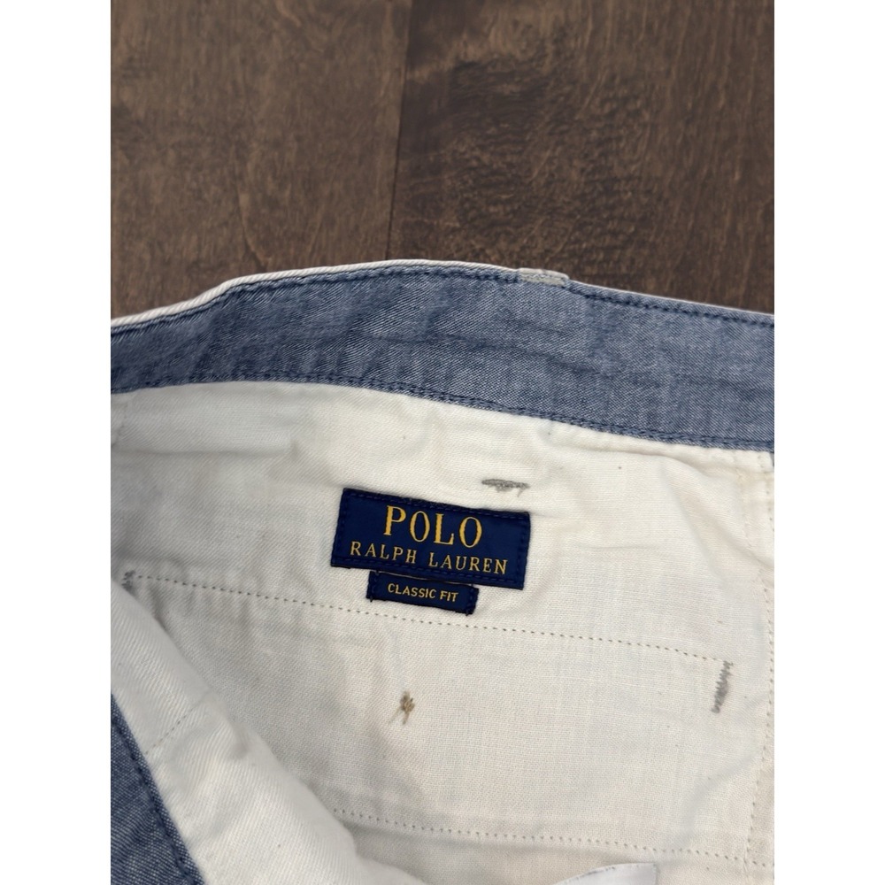 Polo Ralph Lauren Classic Fit Beige Chino Shorts Size 42T Navy Pony 10" Inseam - Picture 7 of 9